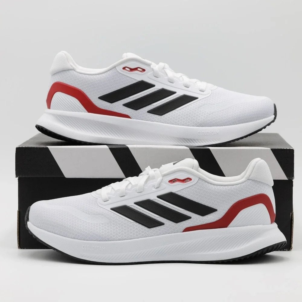 Adidas Men's Breathable Cushion Runfalcon 5 Wide Low Running Shoes White Size 11